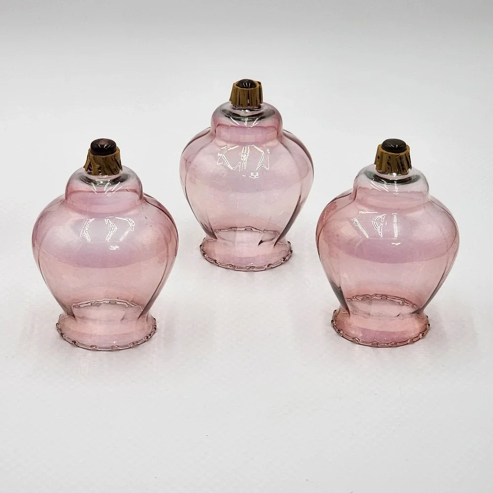 Vintage Blown Glass Peg Votive Cups Pink Purple Mixed Lot of 4 Scalloped Mexico